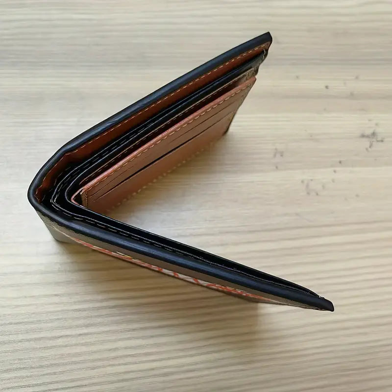 MENS WALLET, RASTA GANJA LEAF PRINT, CREDIT CARD SLOTS, FAUX LEATHER.