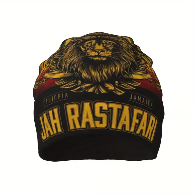 Mens Stretch Rasta Reggae Jamaica Multi-Colour Beanie Hat, JAH RASTAFARI, 1 size