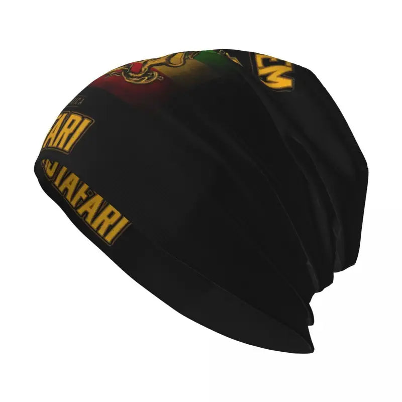 Mens Stretch Rasta Reggae Jamaica Multi-Colour Beanie Hat, JAH RASTAFARI, 1 size