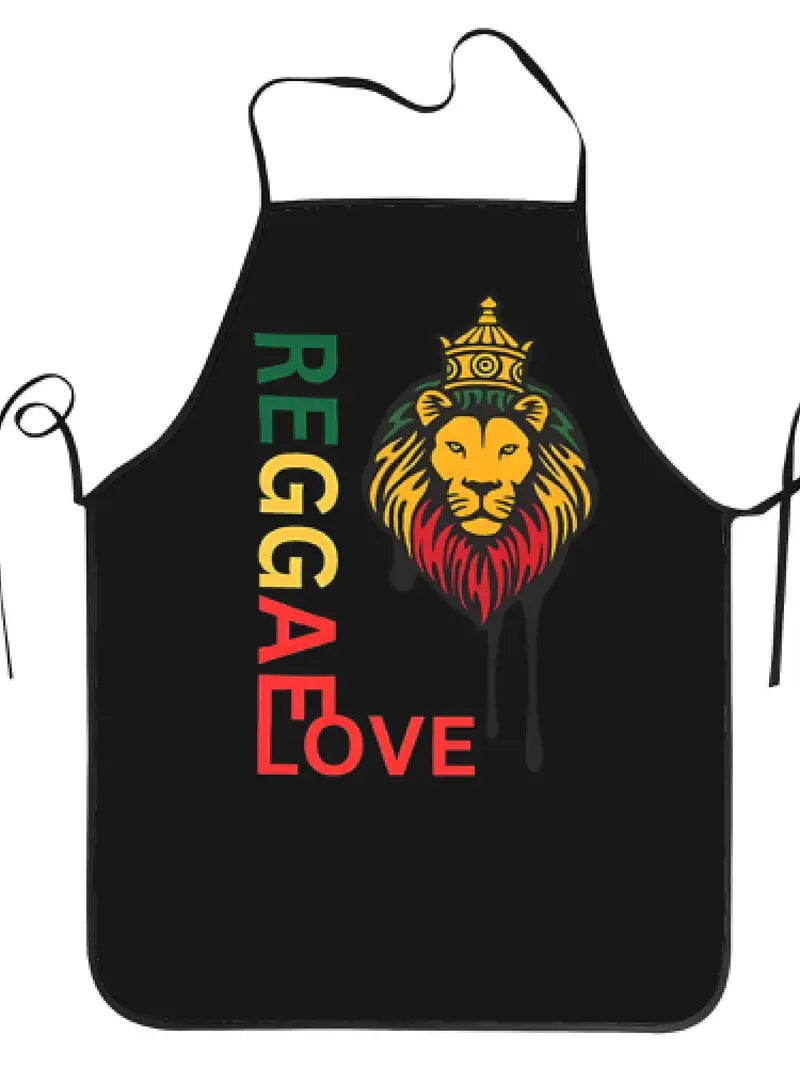 Rasta, Reggae, Jamaica inspired, Unisex Apron, Digital Print, Lion of Judah, "REGGAE LOVE"