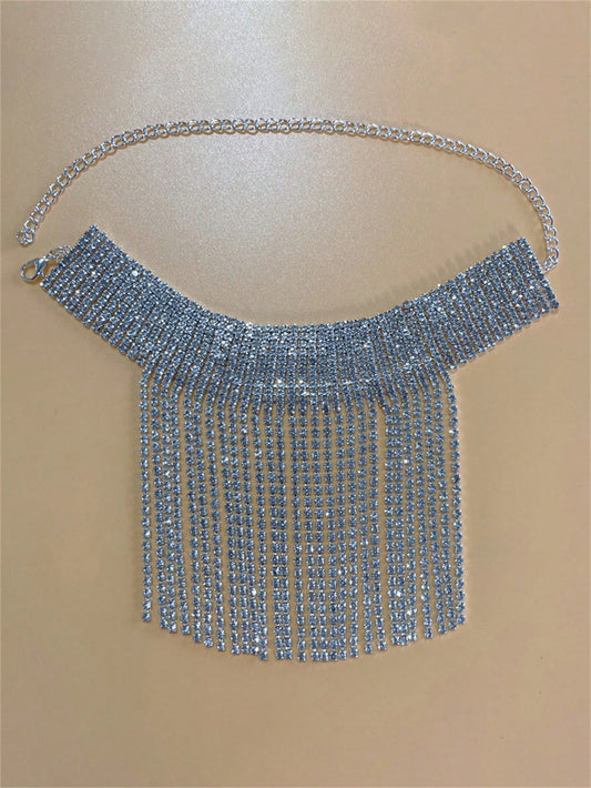 BEAUTIFUL WOMEN'S SILVER RHINESTONE EVENING DRESS ANKLE CHAIN.