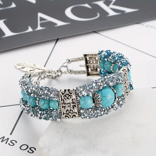 BEAUTIFUL WOMEN'S SILVER & TURQUOISE BRACELET.
