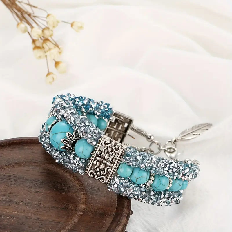 BEAUTIFUL WOMEN'S SILVER & TURQUOISE BRACELET.