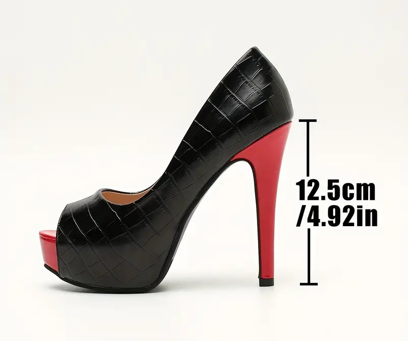 Womens Black & Red Platform High Stiletto Shoes Red Heels & Platform Size 6.