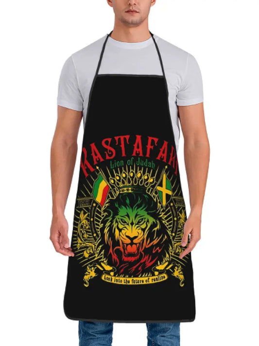 "Rastafari" Reggae, Jamaica, Unisex Apron, Digital Print, Lion of Judah.