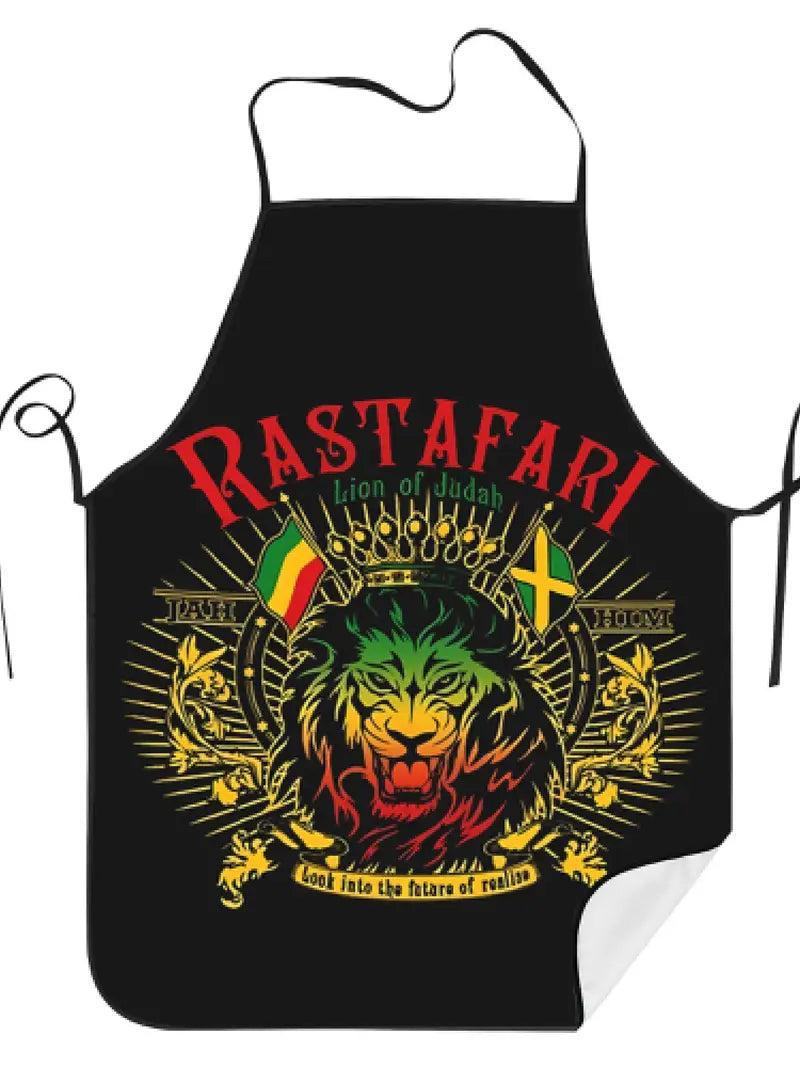 "Rastafari" Reggae, Jamaica, Unisex Apron, Digital Print, Lion of Judah.