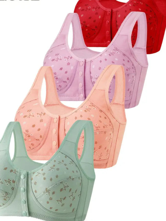 WOMEN'S Soft Cotton, FRONT FASTENING BRA, 4 COLOURS AVAILABLE, SIZE 16/18