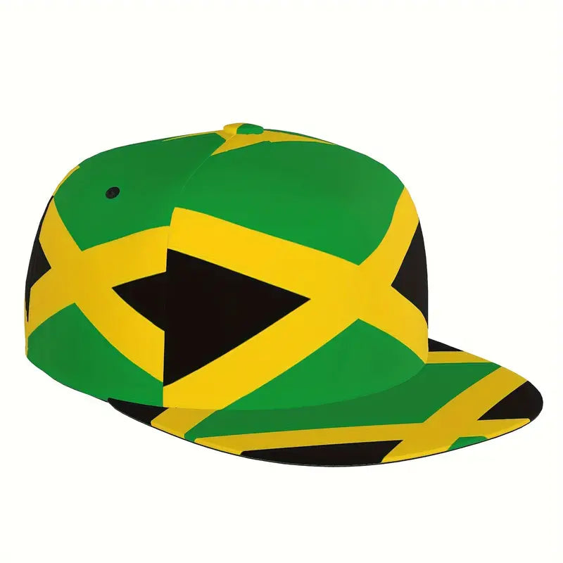 Men's Rasta, Reggae, Jamaica Flag, Hip Hop, Wide Peak Cap.