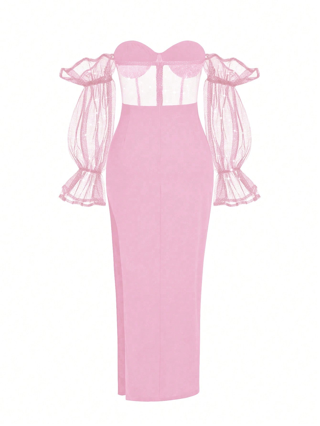 Womens Stunning Pale Pink Maxi Dress, Side Split, Open Shoulder Size 16