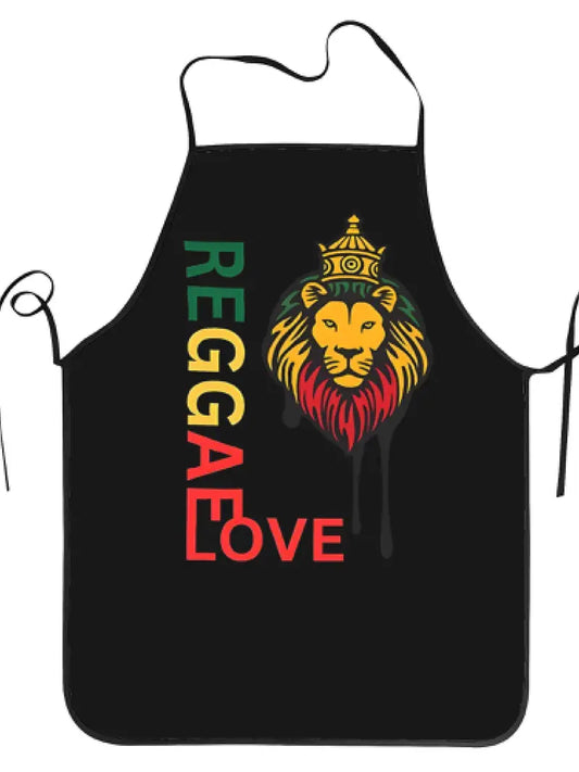 Rasta, Reggae, Jamaica inspired, Unisex Apron, Digital Print, Lion of Judah, "REGGAE LOVE"