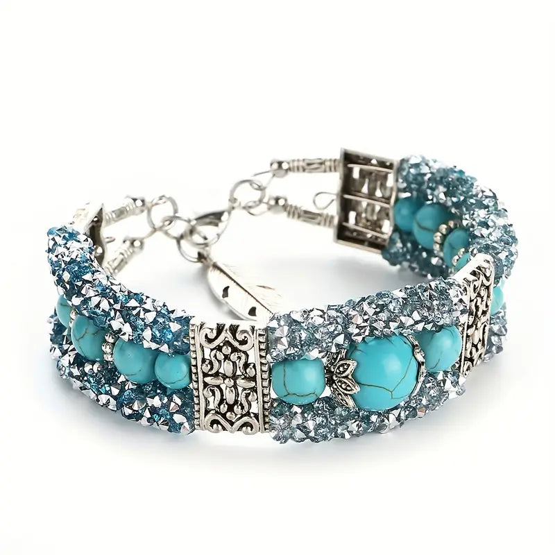 BEAUTIFUL WOMEN'S SILVER & TURQUOISE BRACELET.